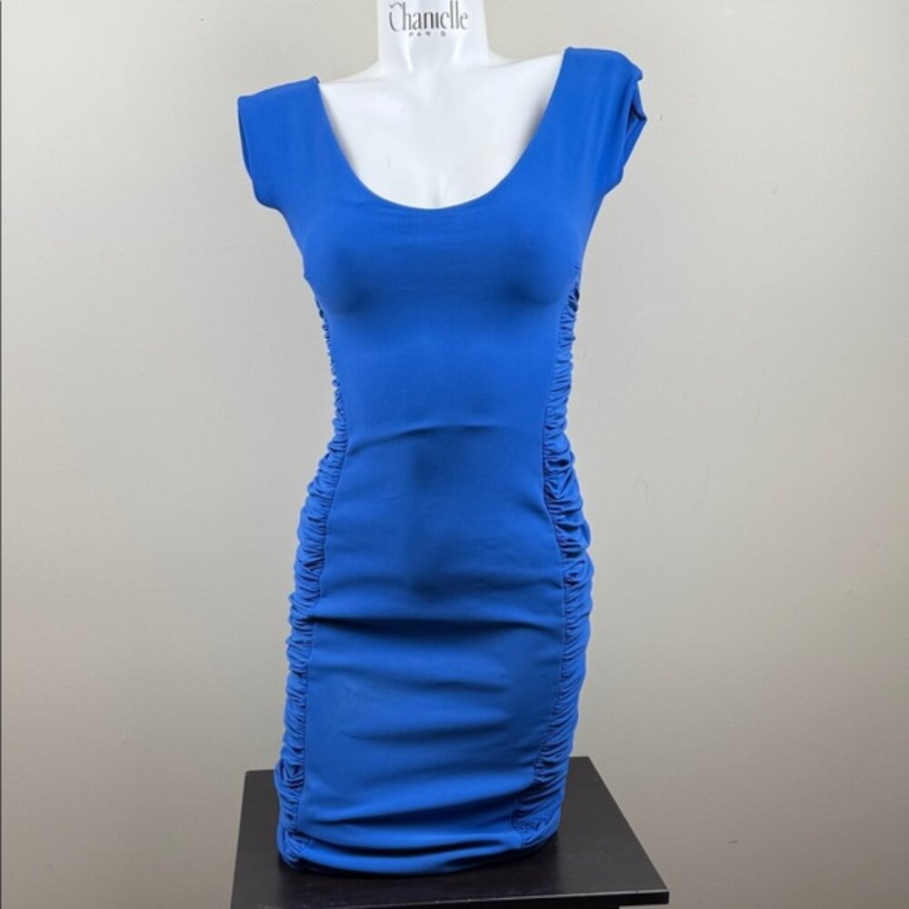 Chiara Boni Royal Blue Ruched Mini Dress Sz 42
